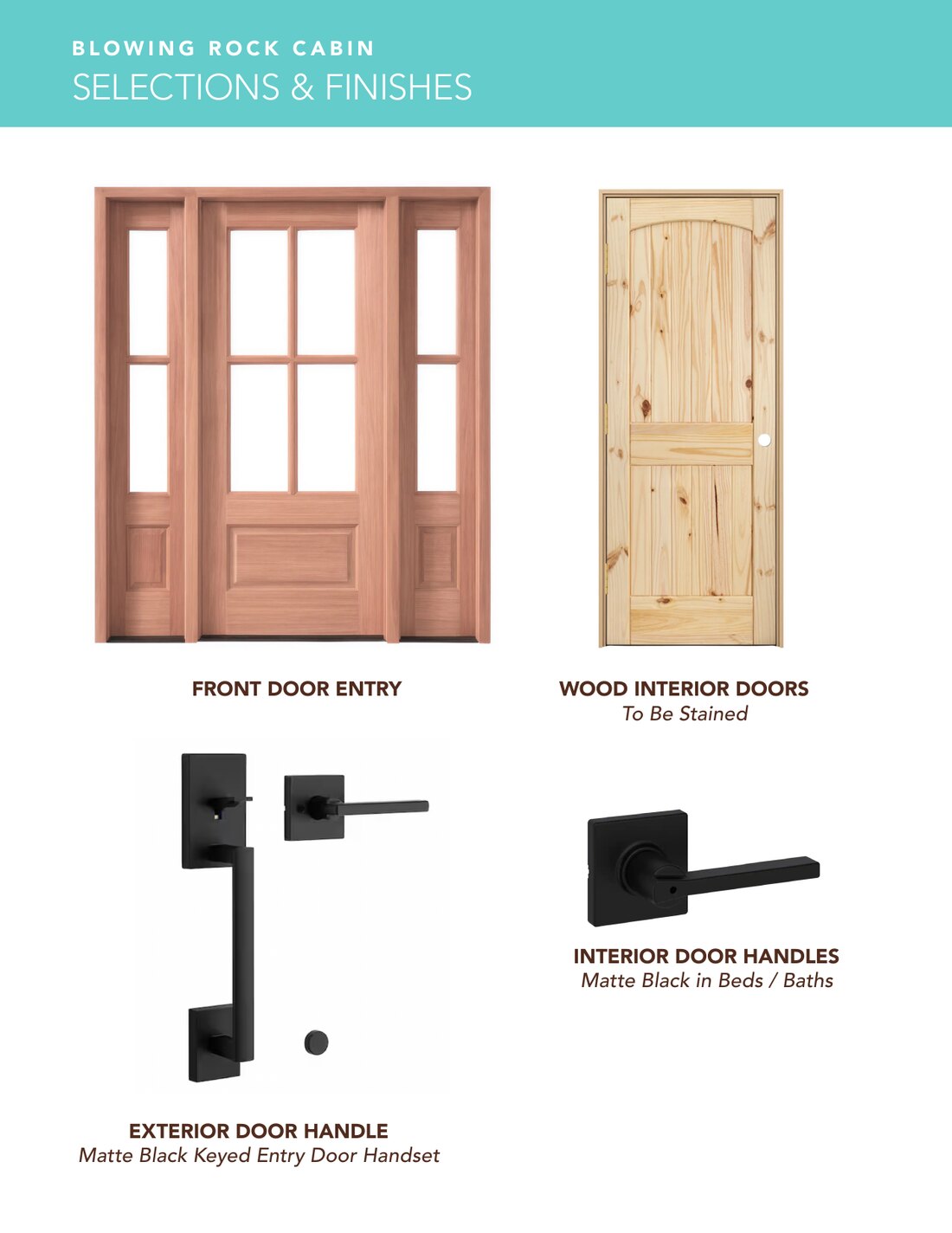 Selections and finishes: doors and hardware